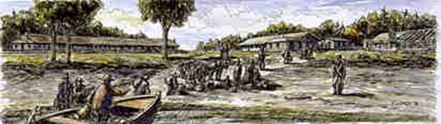 The first installations of the station quarantine on the Grosse le, in 1832